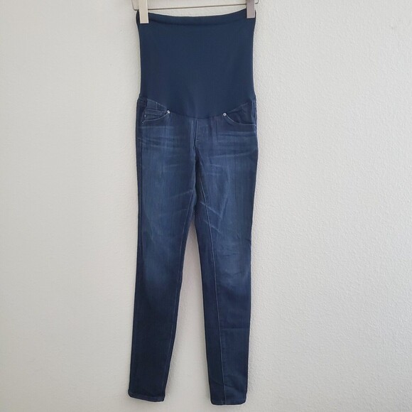 AG Adriano Goldschmied Jeans 24 Blue Maternity Skinny Full Panel Stretchy - Picture 1 of 9